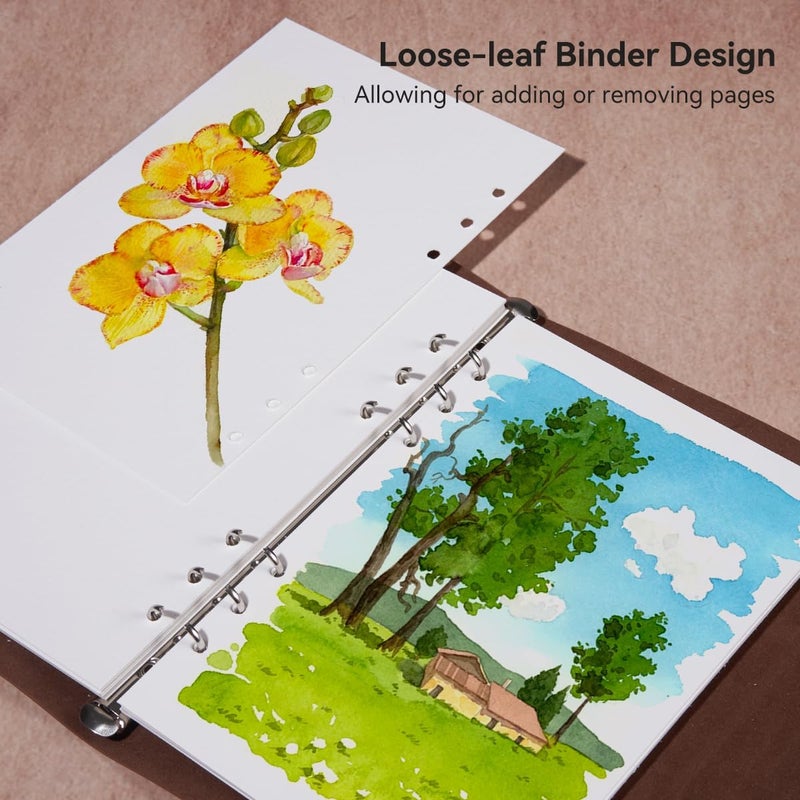 Lightwish Watercolor Sketchbook,100% Cotton Acid Free Watercolor Journal,300gsm/140lb Hot Press Watercolor Paper for Artists,Adults,Students,20 Sheets,9.25 * 6.3 Inches - Image 5